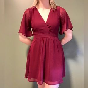 Maroon Chiffon Dress